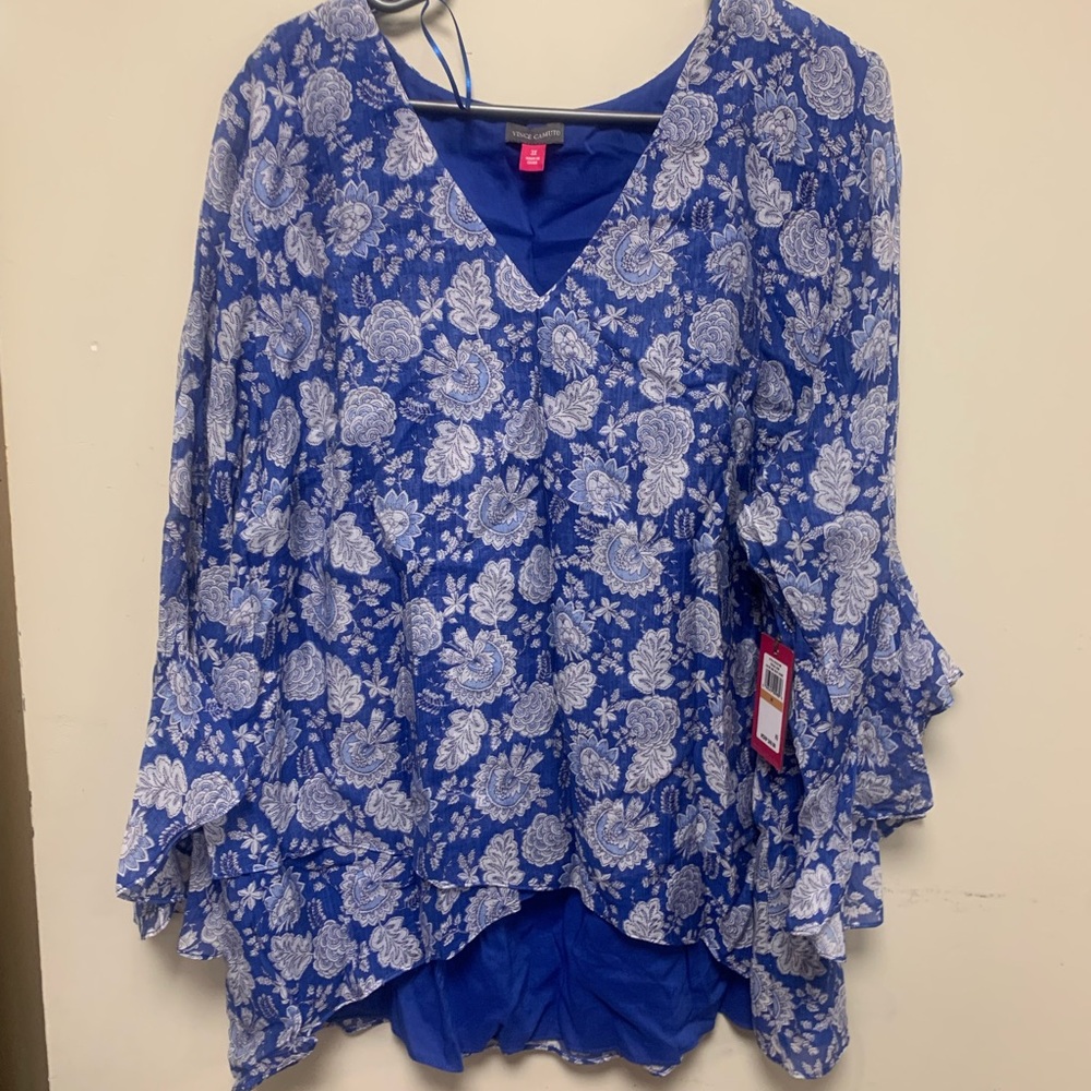 Vince Camuto Blue Floral Blouse